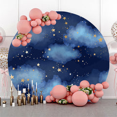 Lofaris Dark Blue Night Sky Stars Round Birthday Backdrop
