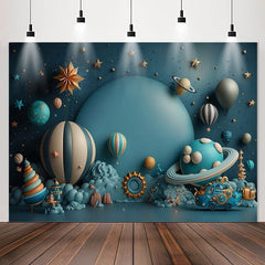 Lofaris Dark Blue Outer Space Balloon 1st Birthday Backdrop
