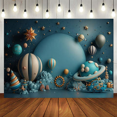 Lofaris Dark Blue Outer Space Balloon 1st Birthday Backdrop
