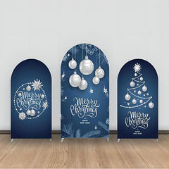Lofaris Dark Blue Silver Ball Star Leaves Arch Backdrop Kit