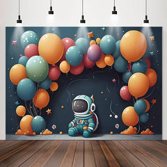 Lofaris Dark Blue Spaceman Balloons Star Birthday Backdrop