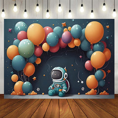 Lofaris Dark Blue Spaceman Balloons Star Birthday Backdrop