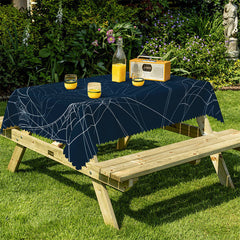 Lofaris Dark Blue Spider Web Lines Halloween Tablecloth