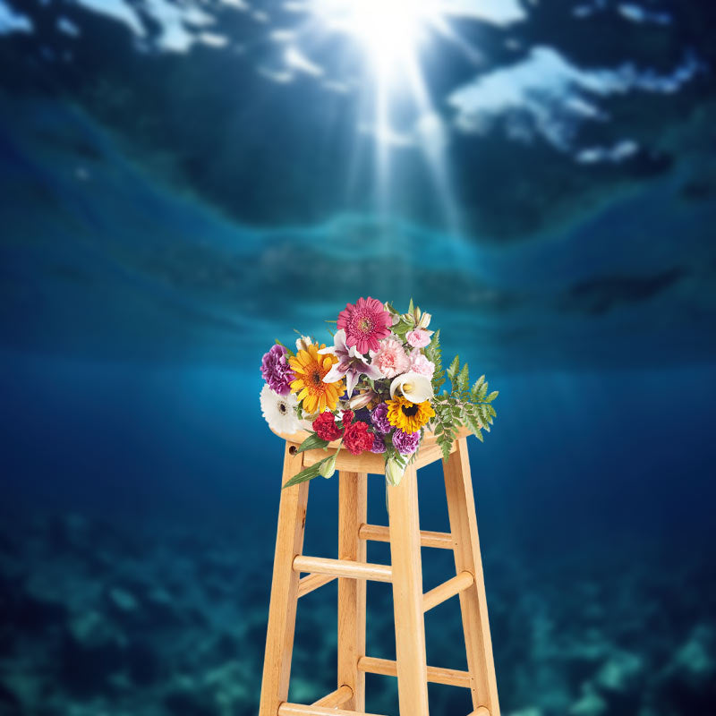 Lofaris Dark Blue Undersea Sunshine Backdrop For Photography