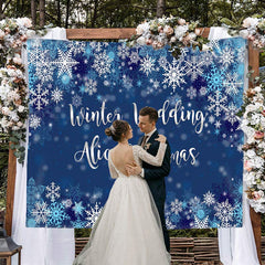 Lofaris Dark Bule Snowy Winter Wedding Backdrop