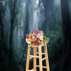 Lofaris Dark Green Forest Light Beam Photography Backdrop