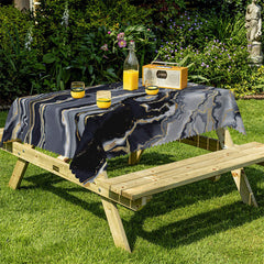 Lofaris Dark Grey Artistic Liquid Marble Square Tablecloth