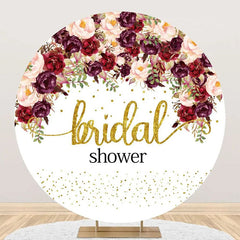 Lofaris Dark Purple Red Floral Golden Round Bridal Shower