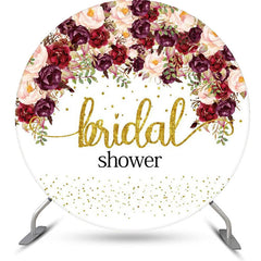 Lofaris Dark Purple Red Floral Golden Round Bridal Shower