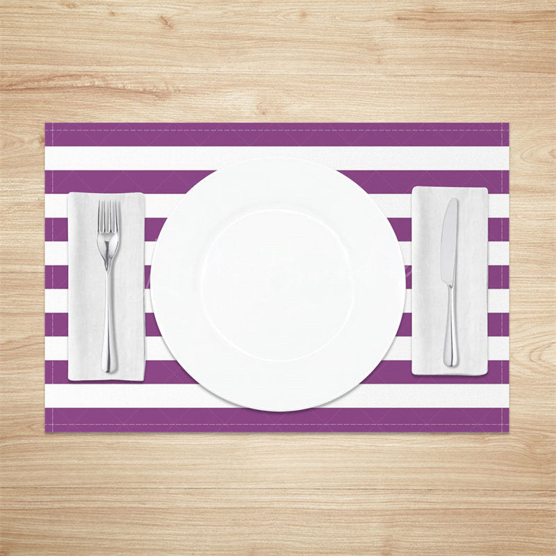 Lofaris Dark Purple White Stripe Modern Set Of 4 Placemats