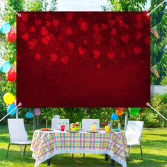 Lofaris Dark Red Dispersed Hearts Valentines Day Backdrop