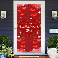 Lofaris Dark Red Hearts Stripes Valentines Day Door Cover