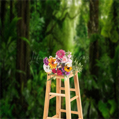 Lofaris Deep Forest Path Green Leaves Photo Spring Backdrop