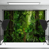 Lofaris Deep Forest Path Green Leaves Photo Spring Backdrop