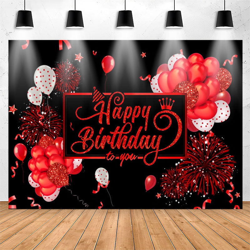 Lofaris Deep Red Balloons Black Birthday Backdropfor Girl