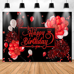 Lofaris Deep Red Balloons Black Birthday Backdropfor Girl