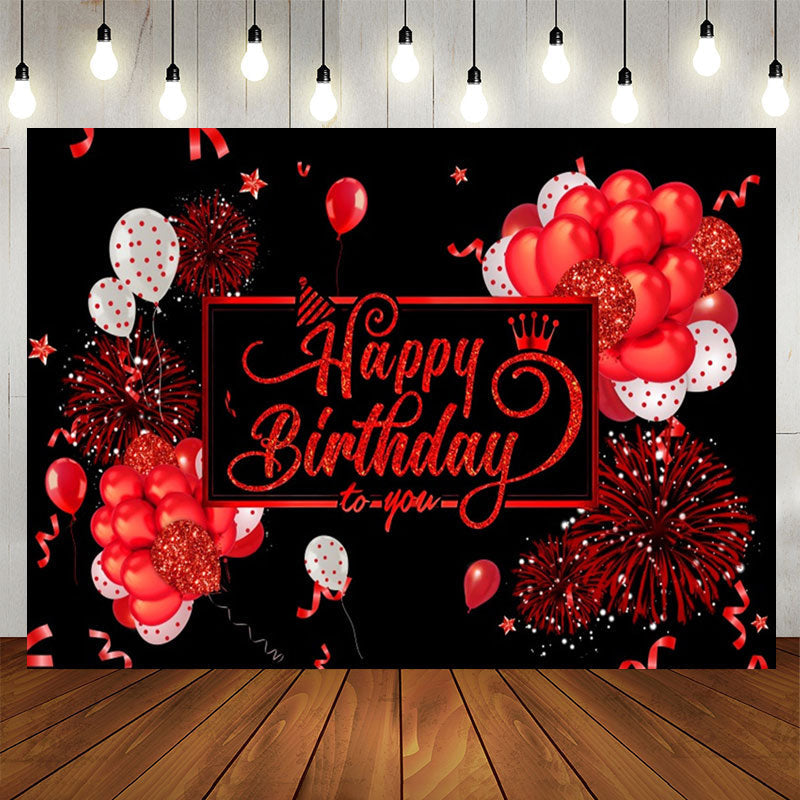 Lofaris Deep Red Balloons Black Birthday Backdropfor Girl