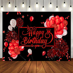 Lofaris Deep Red Balloons Black Birthday Backdropfor Girl