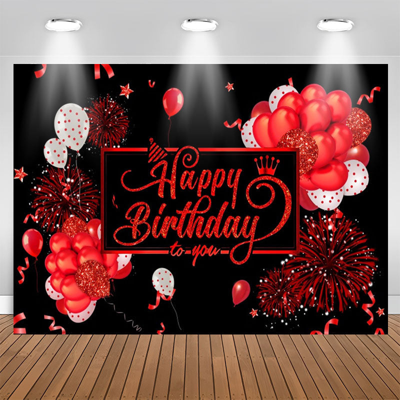Lofaris Deep Red Balloons Black Birthday Backdropfor Girl