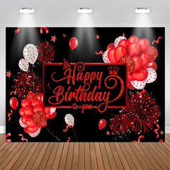 Lofaris Deep Red Balloons Black Birthday Backdropfor Girl