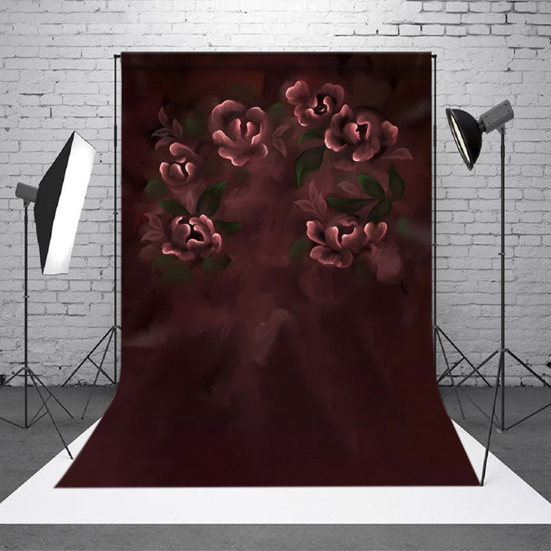 Lofaris Deep Red Floral Simple Photograph Backdrop
