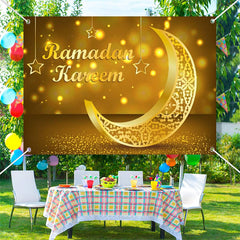 Lofaris Delicate Gold Hollow Moon Bokeh Ramadan Backdrop