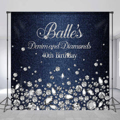 Lofaris Denim Diamond Silver Custom Name Birthday Backdrop