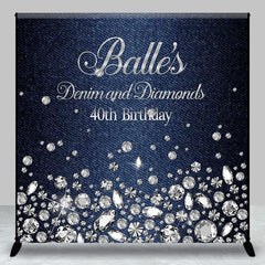 Lofaris Denim Diamond Silver Custom Name Birthday Backdrop