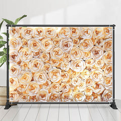 Lofaris Dense Blooming Champagne Color Rose Floral Backdrop