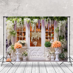 Lofaris Dense Florets Roses White Door Photo Spring Backdrop