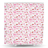 Lofaris Dense Pink Bow Tie Cherry Birthday Shower Curtain