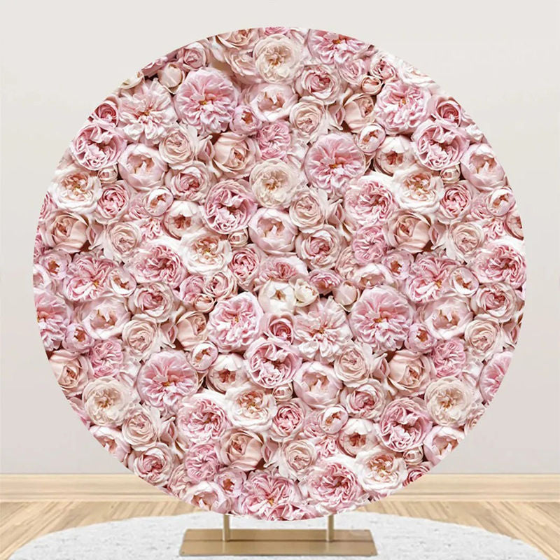 Lofaris Dense Pink Floral Elegant Round Wedding Backdrop