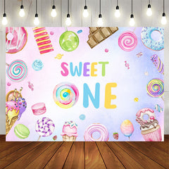 Lofaris Dessert Ice Cream Girl Sweet One Birthday Backdrop