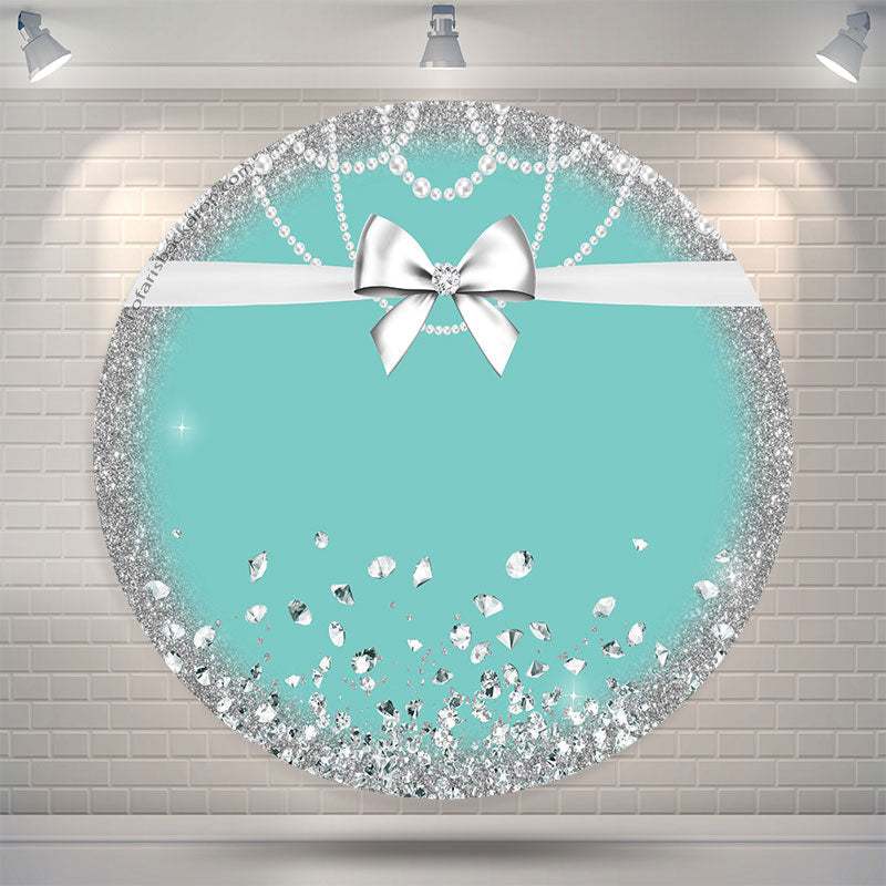 Lofaris Diamond Bowknot Pearl Green Blue Birthday Backdrop