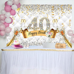 Lofaris Diamond Champagne Glitter 40th Birthday Backdrop