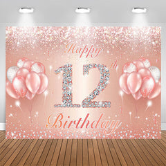 Lofaris Diamond Glitter Rose Gold 12th Birthday Party Backdrop
