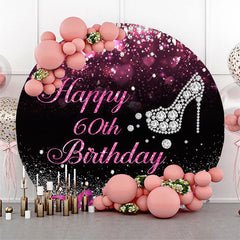 Lofaris Diamond Pink Hearts Bokeh Circle 60th Birthday Backdrop