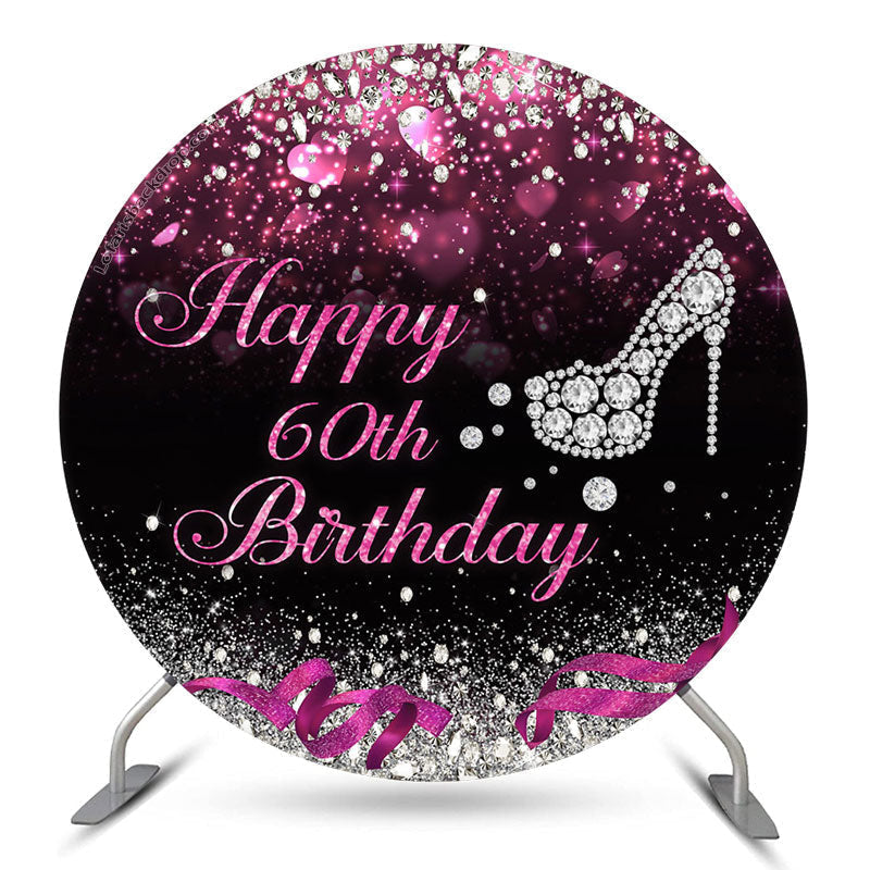 Lofaris Diamond Pink Hearts Bokeh Circle 60th Birthday Backdrop