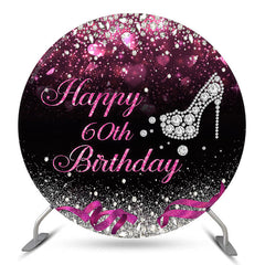Lofaris Diamond Pink Hearts Bokeh Circle 60th Birthday Backdrop