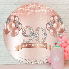 Lofaris Diamond Rose Gold Bokeh Round 90th Birthday Backdrop