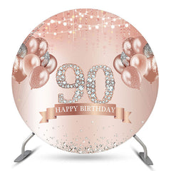 Lofaris Diamond Rose Gold Bokeh Round 90th Birthday Backdrop