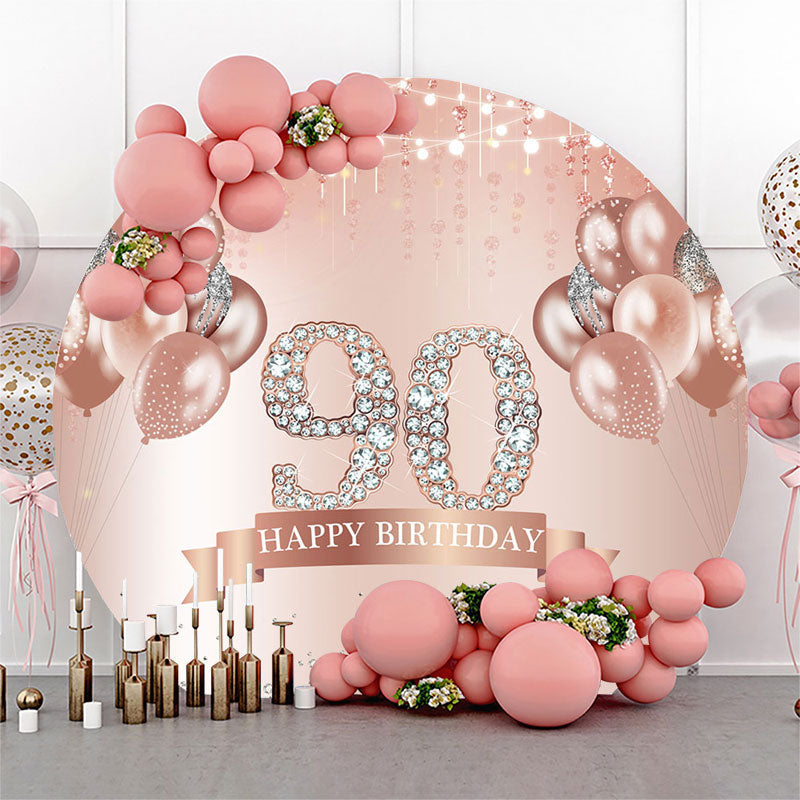 Lofaris Diamond Rose Gold Bokeh Round 90th Birthday Backdrop