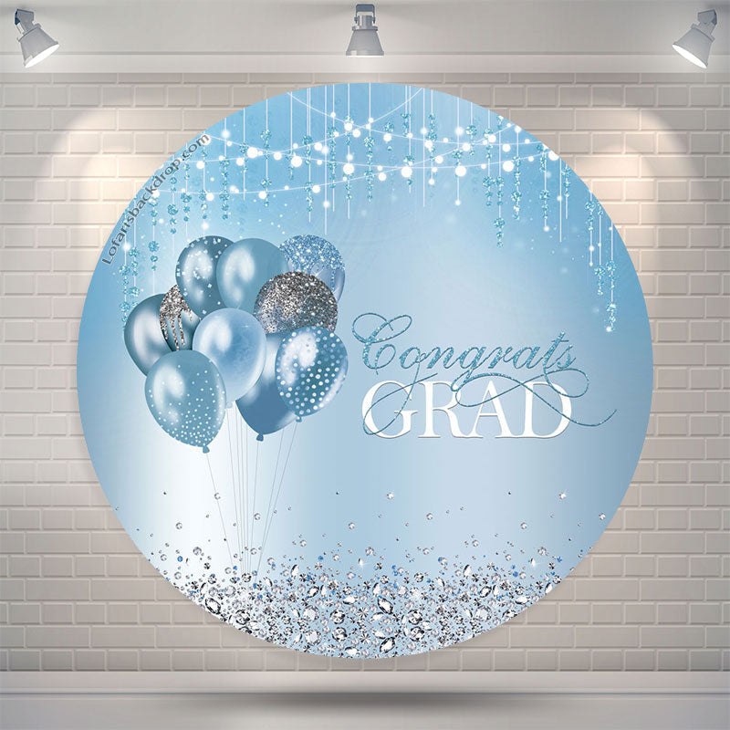 Lofaris Diamond Sparkling Blue Circle Backdrop For Graduation