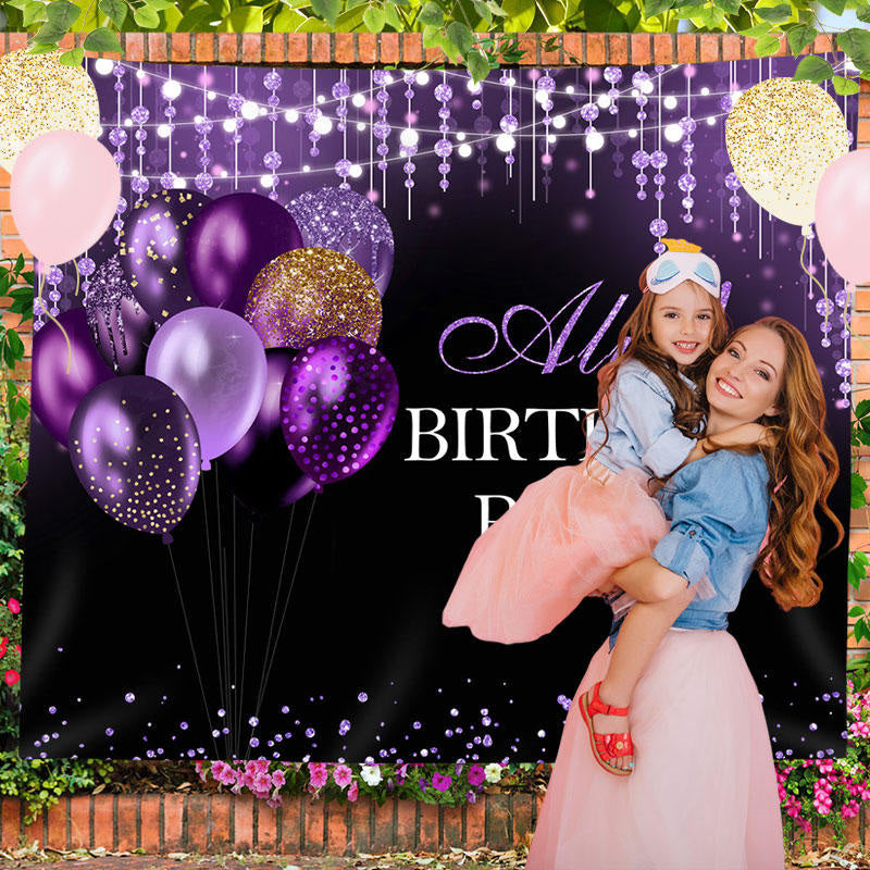 Lofaris Diamond Strings Purple Bokeh Custom Birthday Backdrop