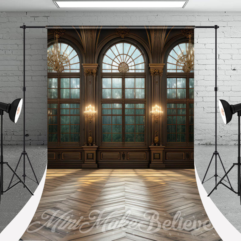 Lofaris Dim Gold Wooden Window Floor Wall Lamp Sweep Backdrop