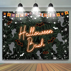 Lofaris Dim Green Leaves Ghost Bat Snow Christmas Backdrop