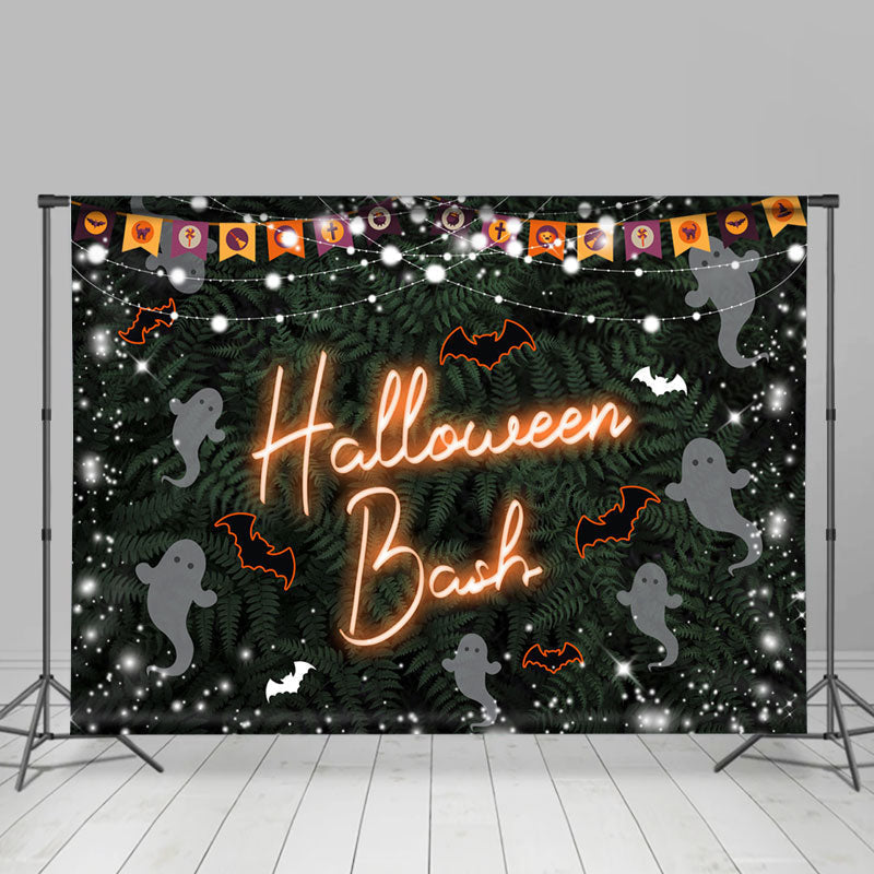 Lofaris Dim Green Leaves Ghost Bat Snow Christmas Backdrop