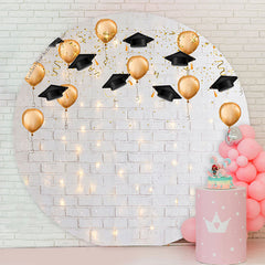 Lofaris Dim Light White Brick Wall Round Backdrop For Grad