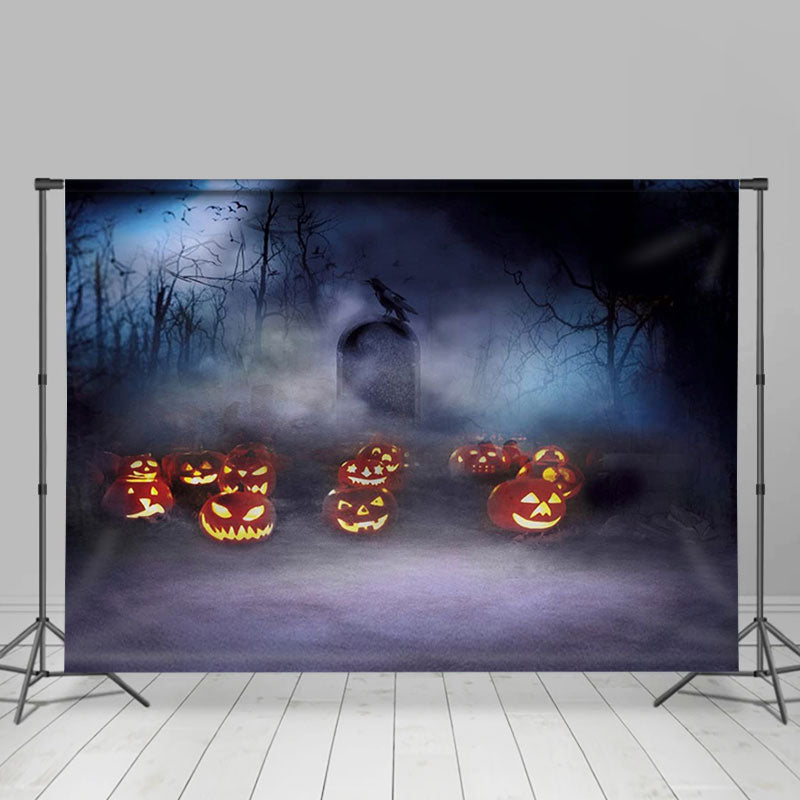 Halloween Party Backdrop Pumpkins Lantern Horror Night Tombstone