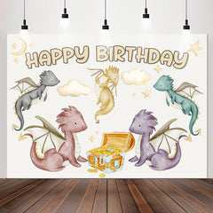 Lofaris Dinosaur Gold Coin Happy Birthday Backdrop For Boys